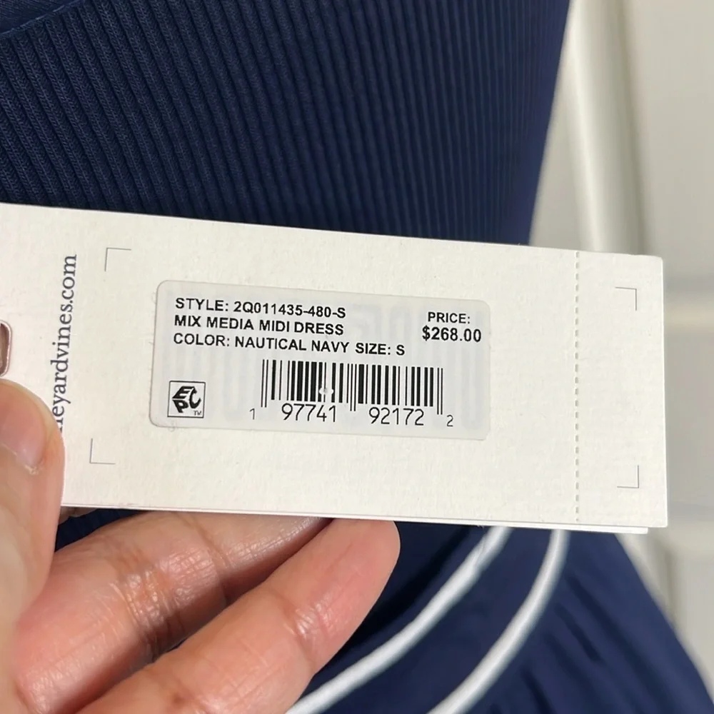Vineyard Vines Women's Poplin Rib Mix Midi Dress size S Navy Preppy Country Club - Picture 7 of 15